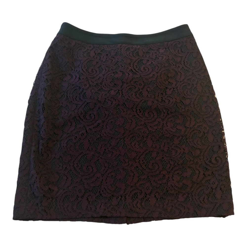 Loft Ann Taylor Purple Lace Skirt‎ Women's Size 12 Career Cocktail Party